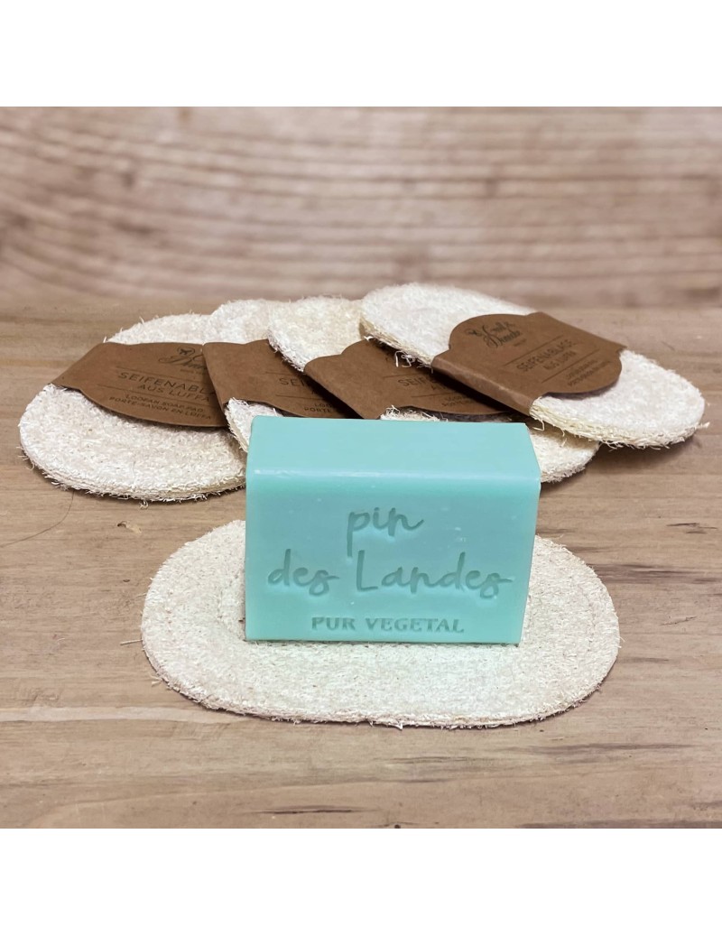 porte savon en luffa